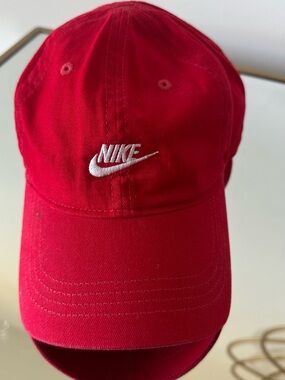 Nike Youth Red Cap with Neon Lime Swoosh Tag